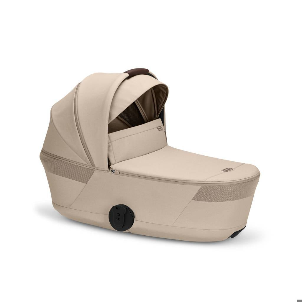 Cybex® Baby Stroller with Foldable Basket 3in1 Balios S Lux + Amya Carrycot + Cloud G3 Car Seat Almond Beige (+ Rain cover)