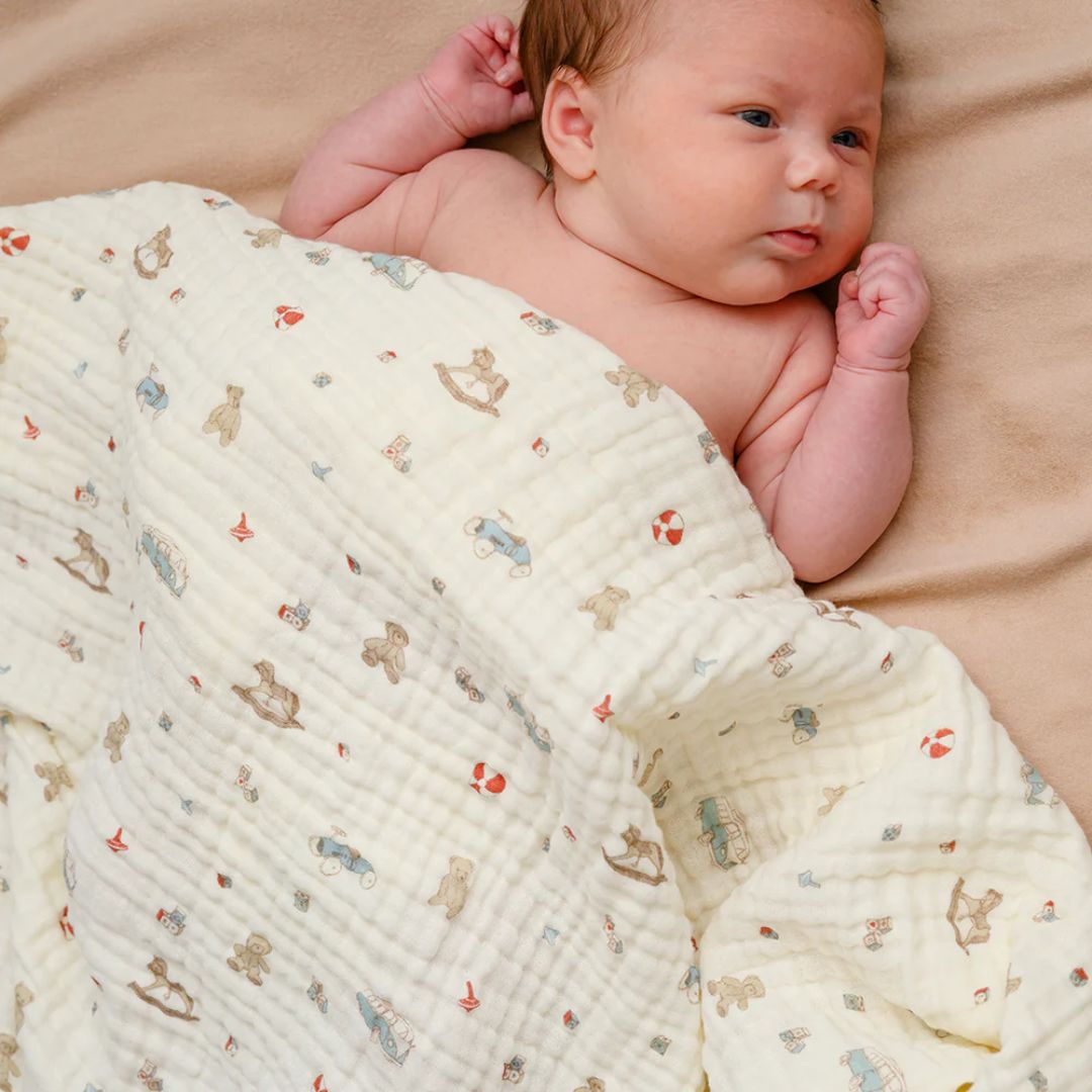 CamCam® Odeja iz muslina GOTS Vintage Toys 100x100 Cam Cam Copenhagen