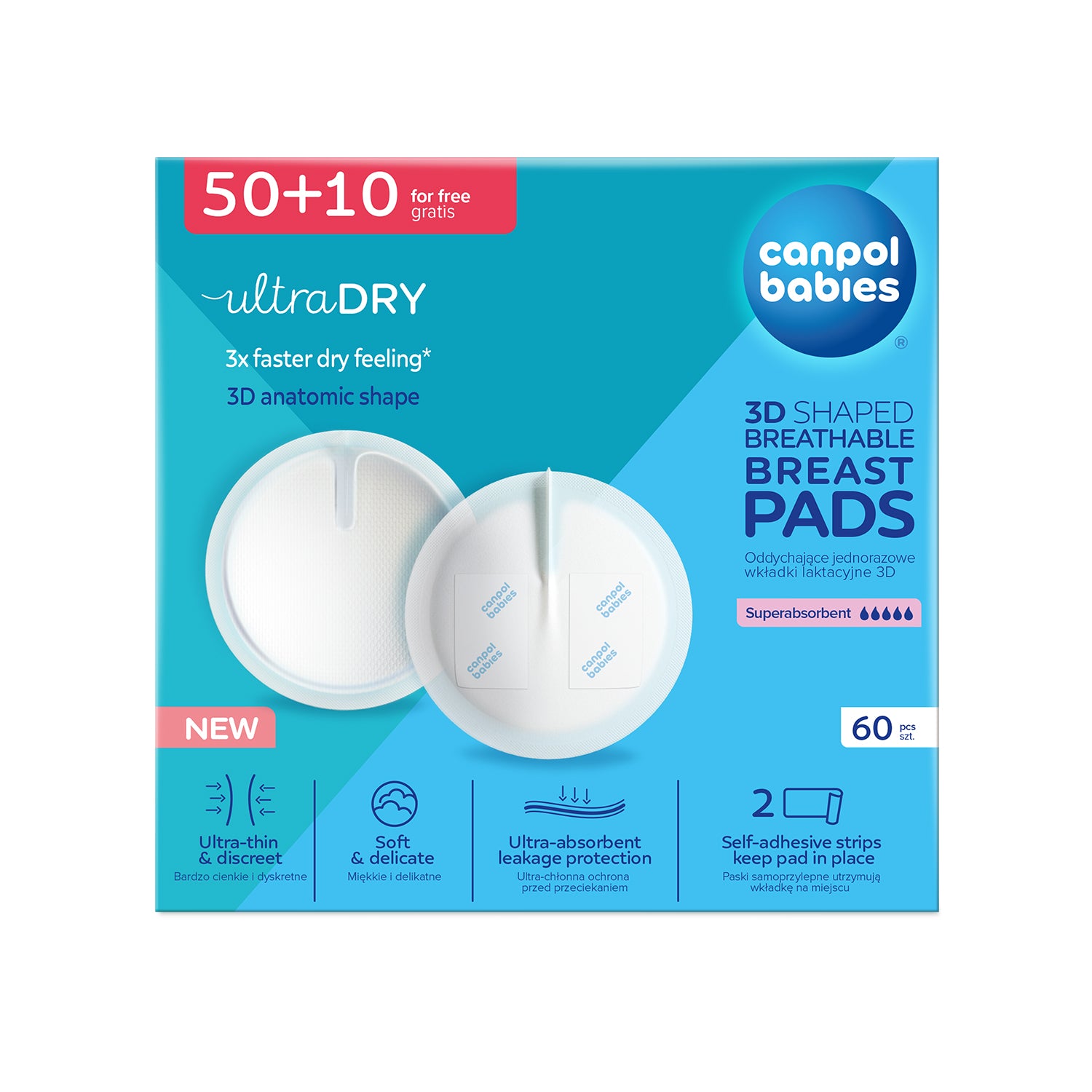Canpol babies® 3D Anatomically shaped breast pads 60 pcs White