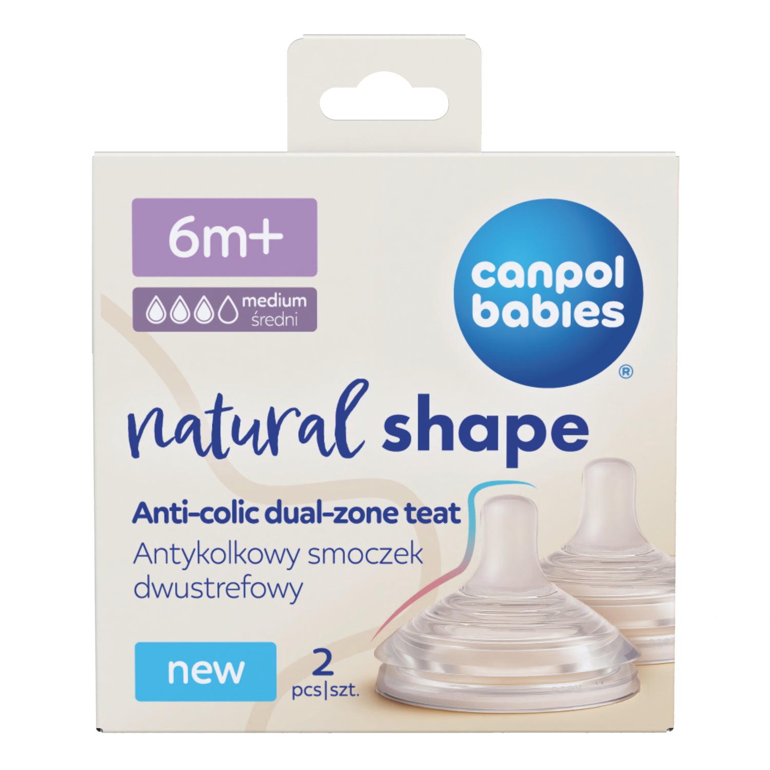Canpol babies® Anti-colic dvoručna silikonska duda Natural Shape 6m+ 2 kom