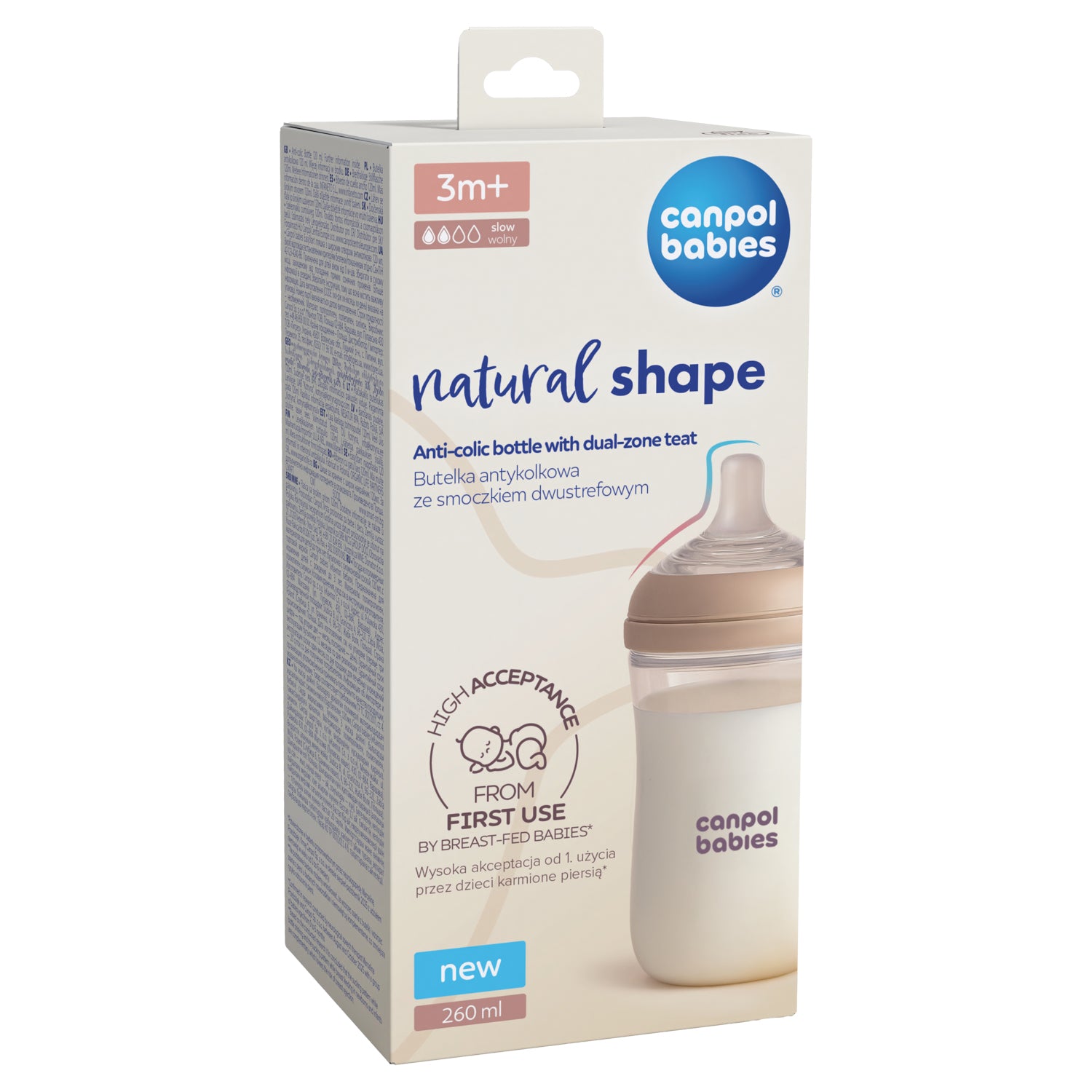 Canpol babies® Anti-colic bočica s dvopodručnim dudlekom Natural Shape 260ml