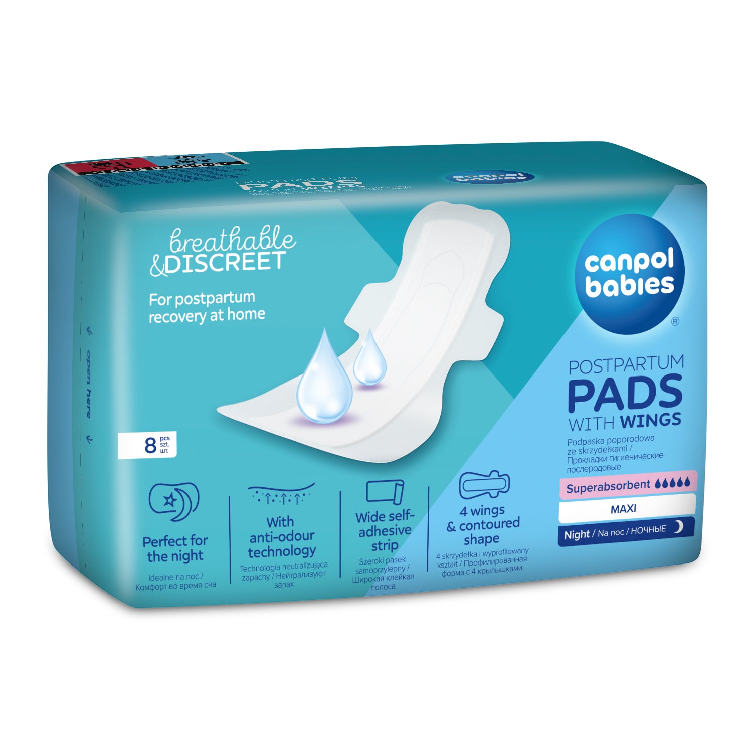 Canpol babies® Serviettes hygiéniques postnatales avec ailes Night 8 pcs