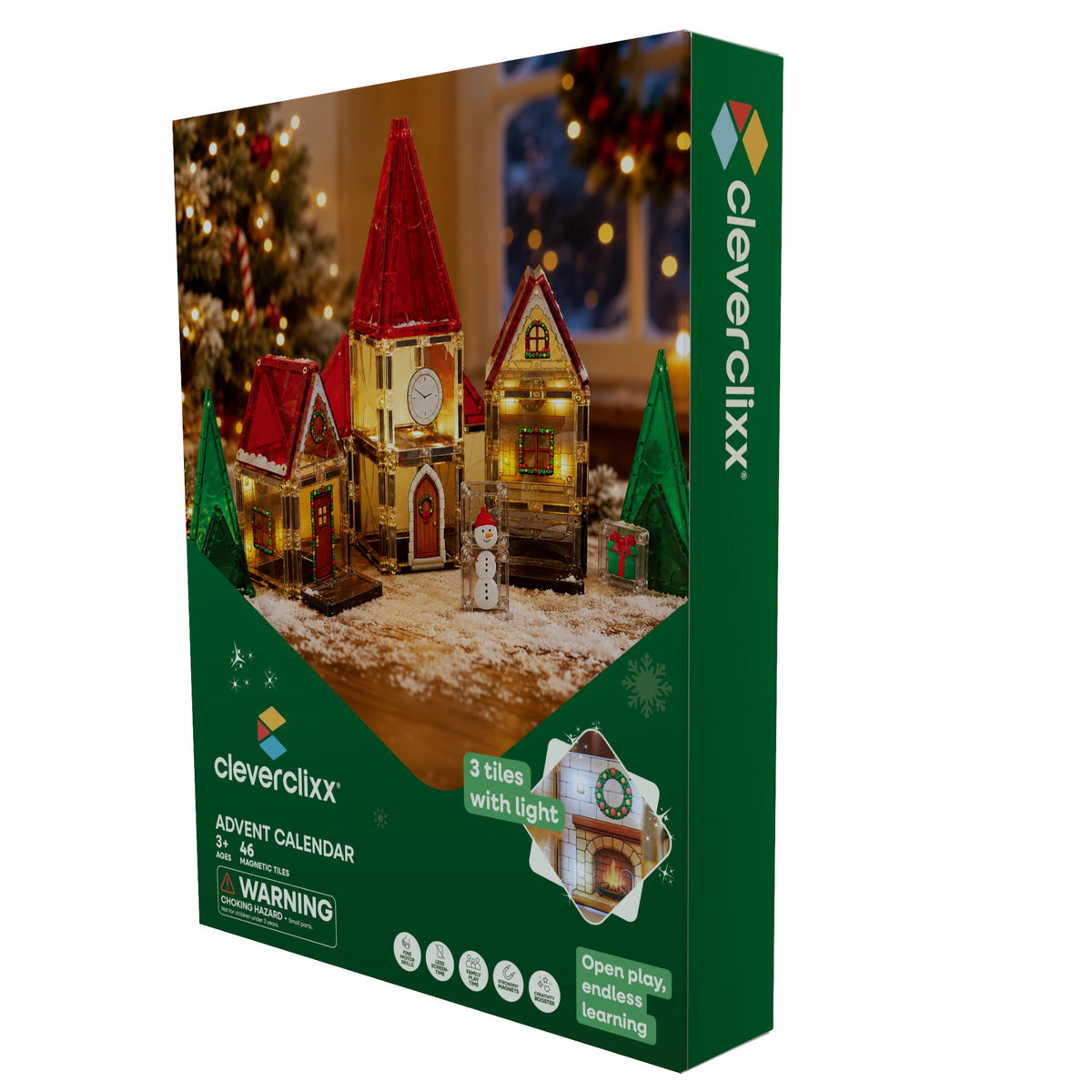 Cleverclixx® Magnetne ploščice Adventni koledar Božična vas 46 kos