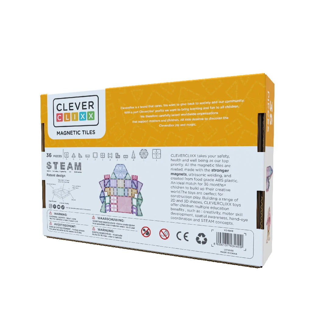 Cleverclixx® Magnetne ploščice Petite Pack Pastel 36 kos Cleverclixx