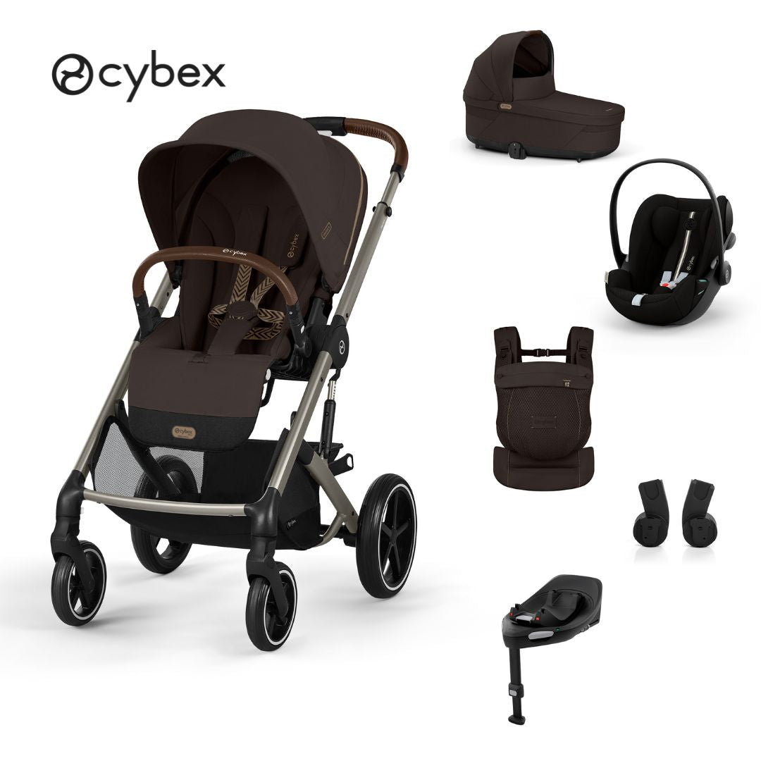 Cybex® Otroški voziček 4v1 Balios S Lux + Nosilka Amya + Avtosedež Cloud G + IsoFix baza G Chocolate Brown Cybex