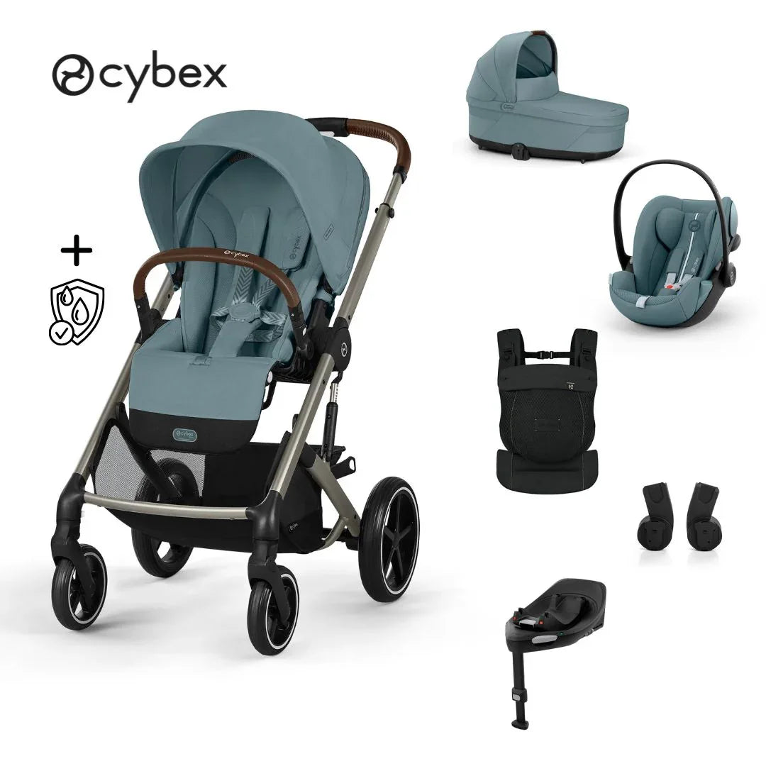 Cybex® Otroški voziček 4v1 Balios S Lux + Nosilka Amya + Avtosedež Cloud G + IsoFix baza G Stormy Blue (+ Rain cover) Cybex