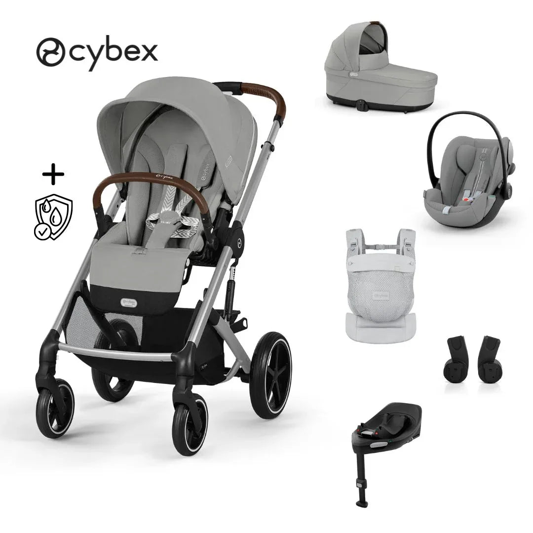 Cybex® Otroški voziček 4v1 Balios S Lux + Nosilka Amya + Avtosedež Cloud G + IsoFix baza G Stone Grey (+ Rain cover) Cybex