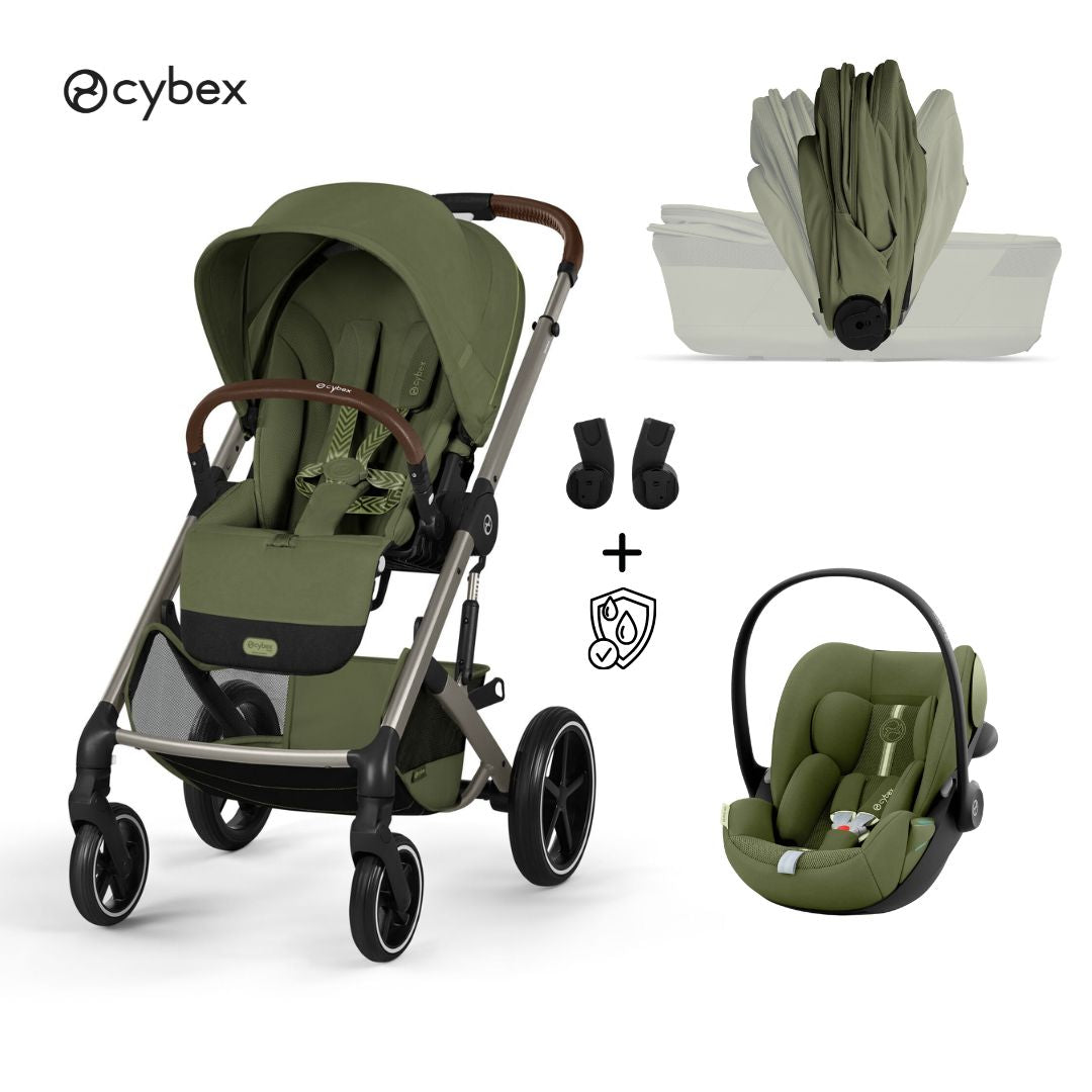 Cybex® Poussette 3en1 avec nacelle pliable Balios S Lux + Siège auto Cloud G3 Moss Green (+ Housse de pluie)