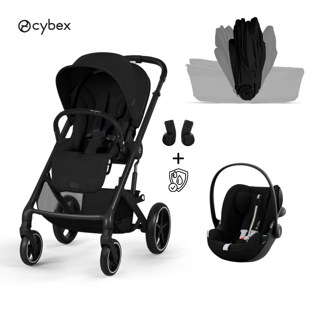Cybex® Poussette 3en1 avec nacelle pliable Balios S Lux + Siège auto Cloud G3 Moon Black (+ Habillage pluie)