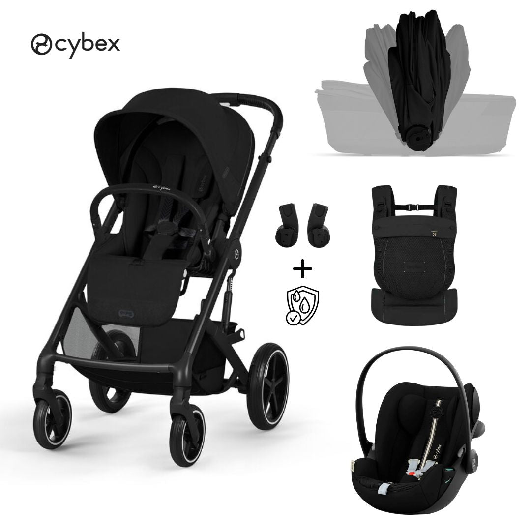 Cybex® Poussette 3en1 avec panier pliable Balios S Lux + Nacelle Amya + Siège-auto Cloud G3 Moon Black (+ Housse de pluie)