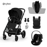 Cybex® Dječja kolica sa sklopivom košarom 3u1 Balios S Lux + Nosiljka Amya + Autosjedalica Cloud G3 Moon Black (+ Kišna navlaka)