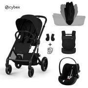 Cybex® Poussette 3en1 avec panier pliable Balios S Lux + Nacelle Amya + Siège-auto Cloud G3 Moon Black (+ Housse de pluie)