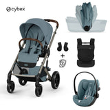 Cybex® Dječja kolica sa sklopivom košarom 3u1 Balios S Lux + Nosiljka Amya + Autosjedalica Cloud G3 Stormy Blue (+ Rain cover)