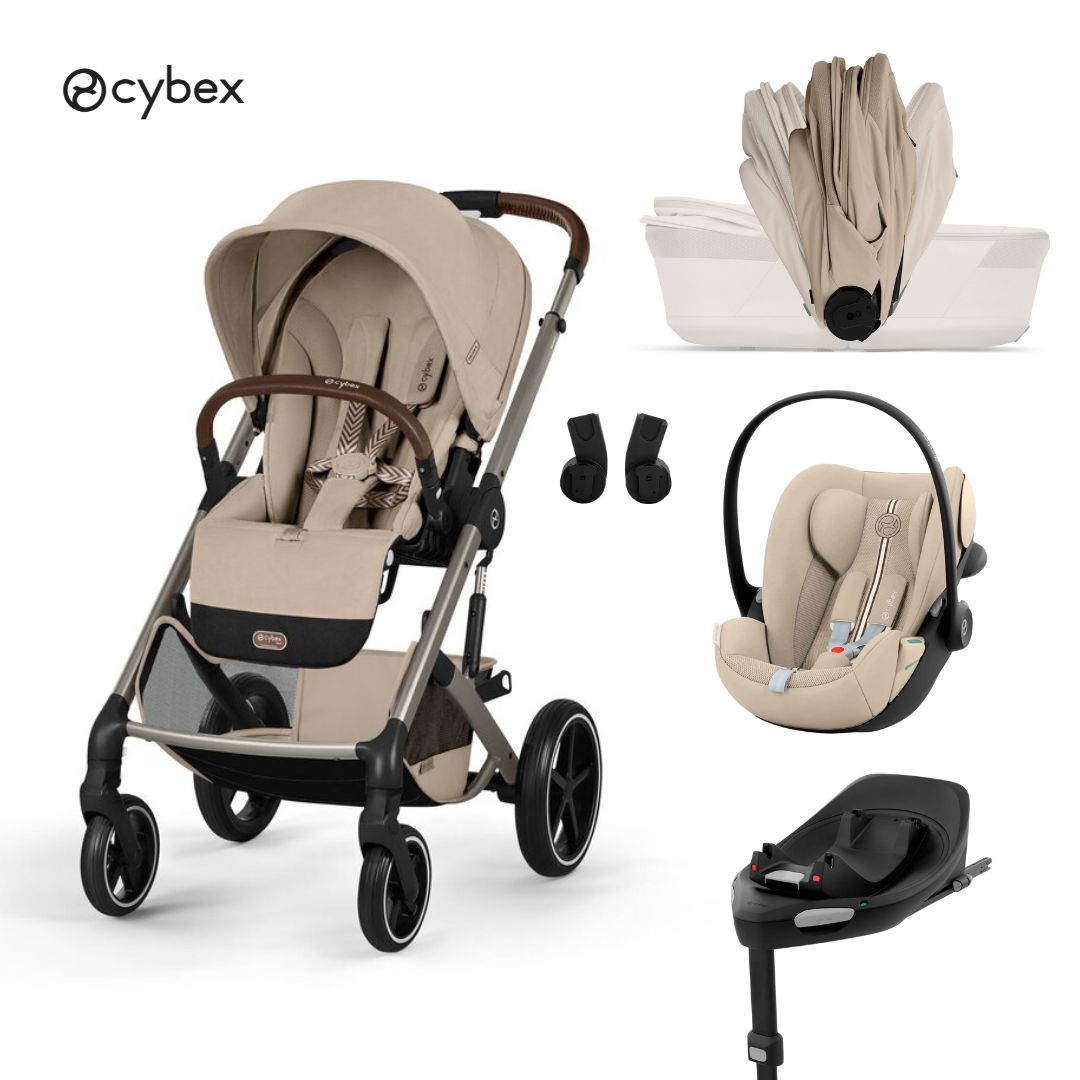 Cybex® Dječja kolica sa sklopivom košarom 4u1 Balios S Lux + Autosjedalica Cloud G3 + IsoFix baza G3 Almond Beige
