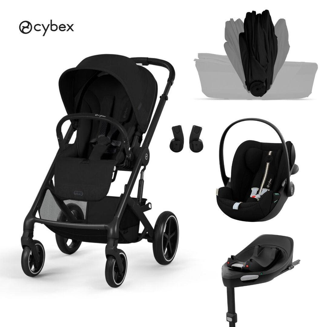 Cybex® Poussette 4 en 1 avec nacelle pliable Balios S Lux + Siège auto Cloud G3 + Base IsoFix G3 Moon Black