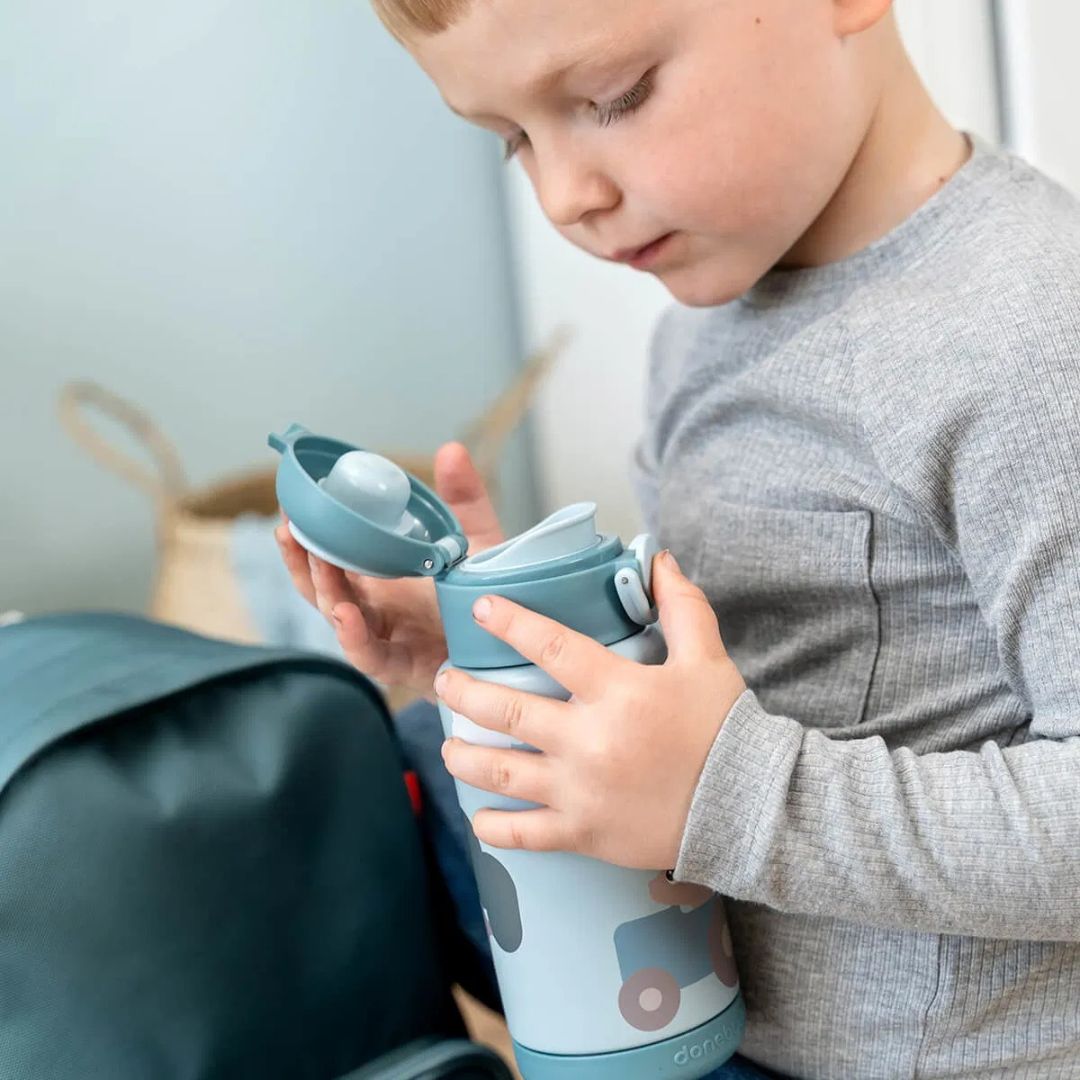 Done by Deer® Termo steklenička 340 ml Tiny farm Blue Done by Deer