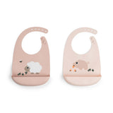 Done by Deer® Set od 2 silikonska podbradnjaka Tiny farm Powder