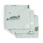 Done by Deer® Burp cloth 3-pack Playground Blue 65x65