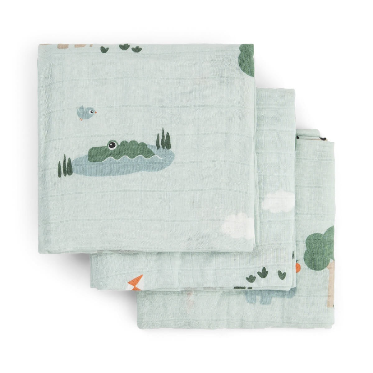 Done by Deer® Burp cloth 3-pack Playground Blue 65x65