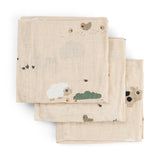Done by Deer® Burp cloth 3-pack Tiny farm Sand 65x65