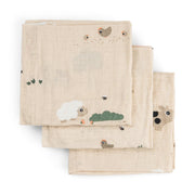 Done by Deer® Burp cloth 3-pack Tiny farm Sand 65x65