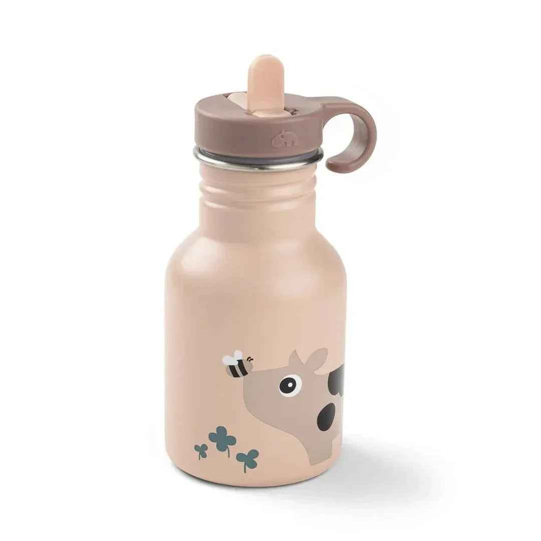 Done by Deer® Kovinska steklenička s slamico Tiny farm Powder 350 ml