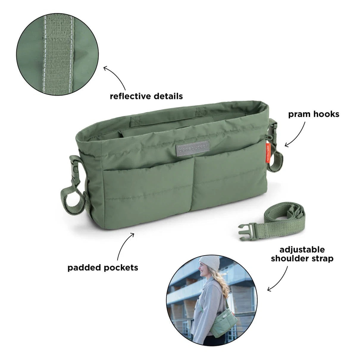 Done by Deer® Organisateur pour poussette Green – slika 4