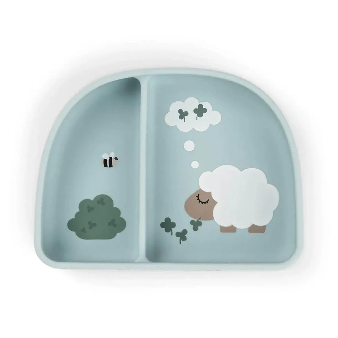 Done by Deer® Otroška deljena skledica Stick&Stay Tiny farm Blue Done by Deer