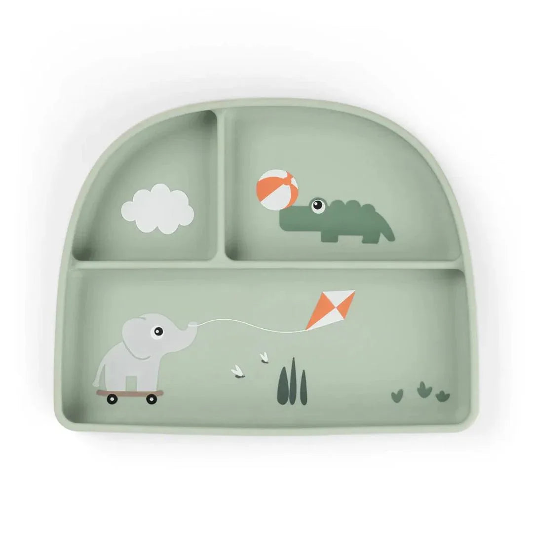 Done by Deer® Otroški deljeni krožnik Stick&Stay Playground Green Done by Deer