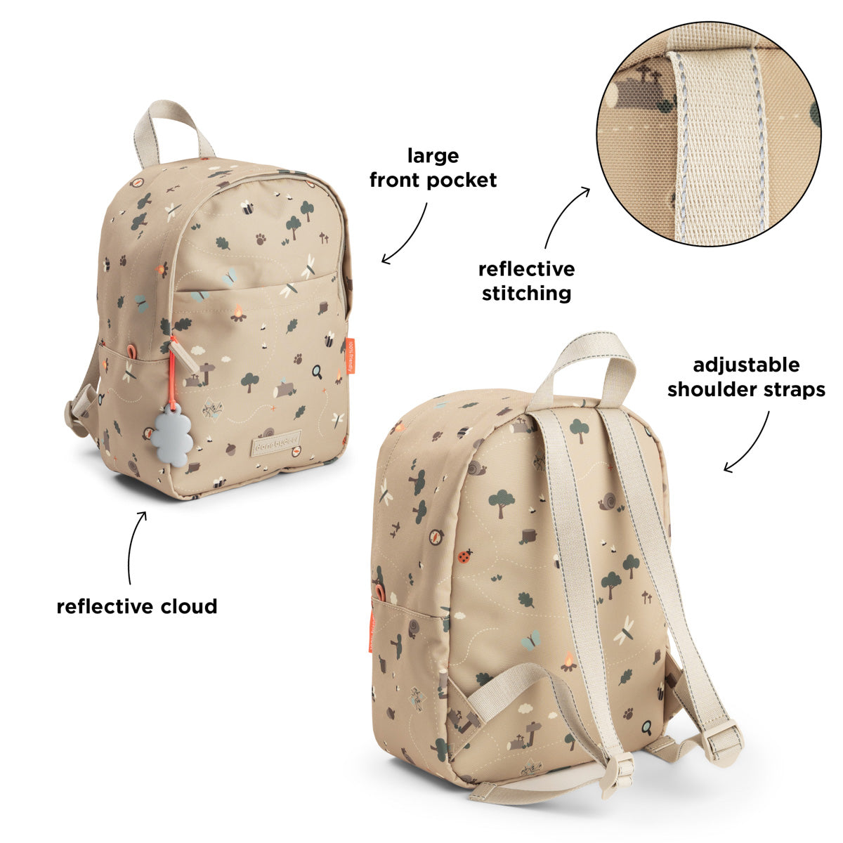 Done by Deer® Otroški nahrbtnik Tiny trails Sand 7,5l Done by Deer