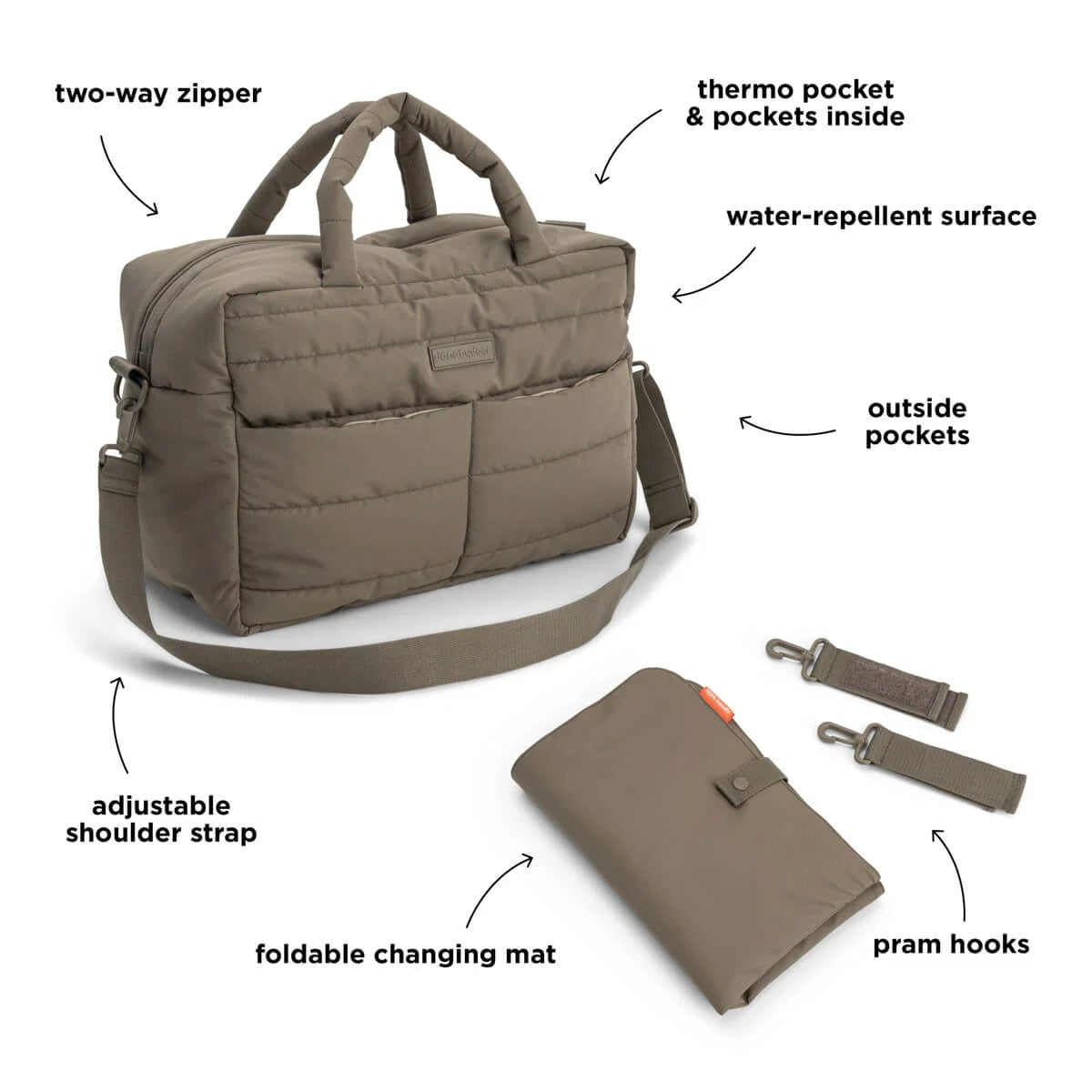Done by Deer® Quilted changing bag Taupe – slika 6