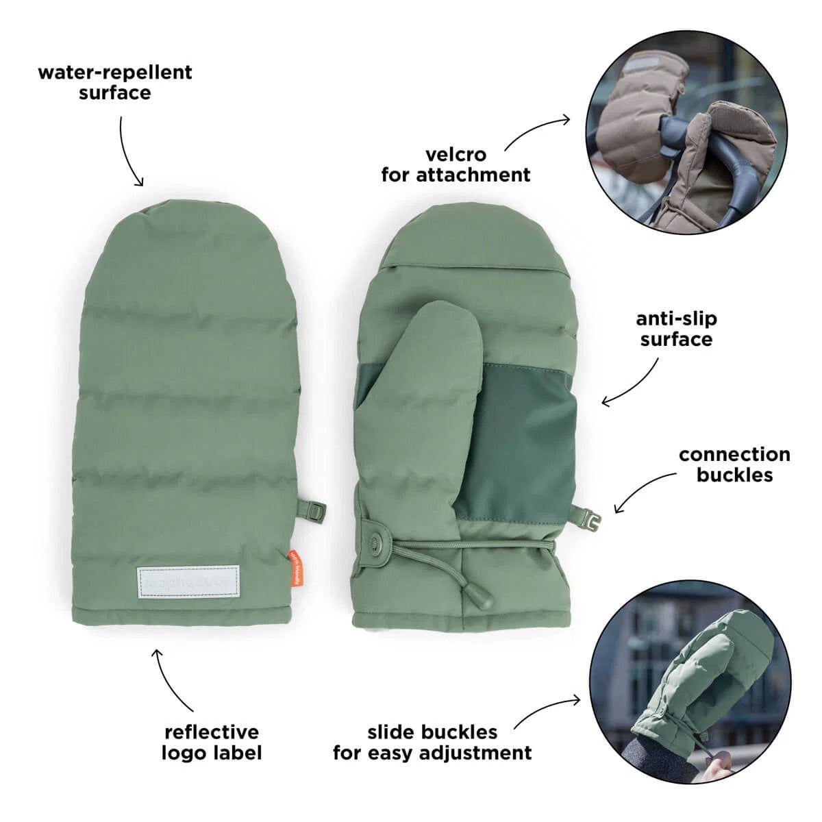 Done by Deer® Moufles pour poussette Green – slika 4