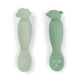 Done by Deer® Set di 2 cucchiai in silicone Tiny Farm Green