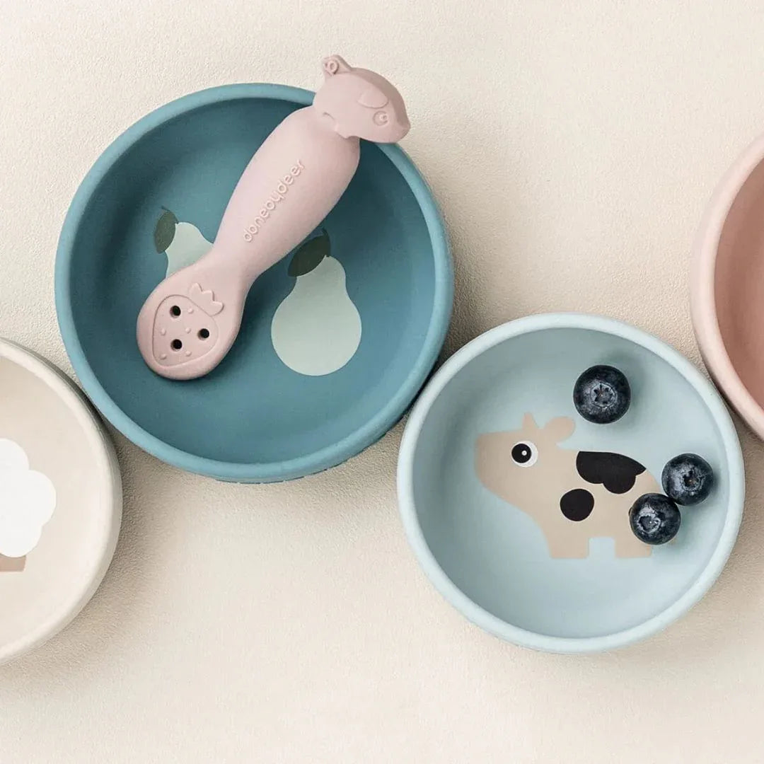 Done by Deer® Silikonska skledica Dotti Blue 2 kosa Done by Deer