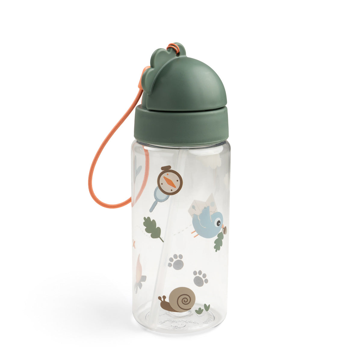 Done by Deer® Steklenička s slamico Tiny trails Green 350 ml Done by Deer