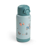 Done by Deer® Termo steklenička s slamico 340 ml Tiny farm Blue