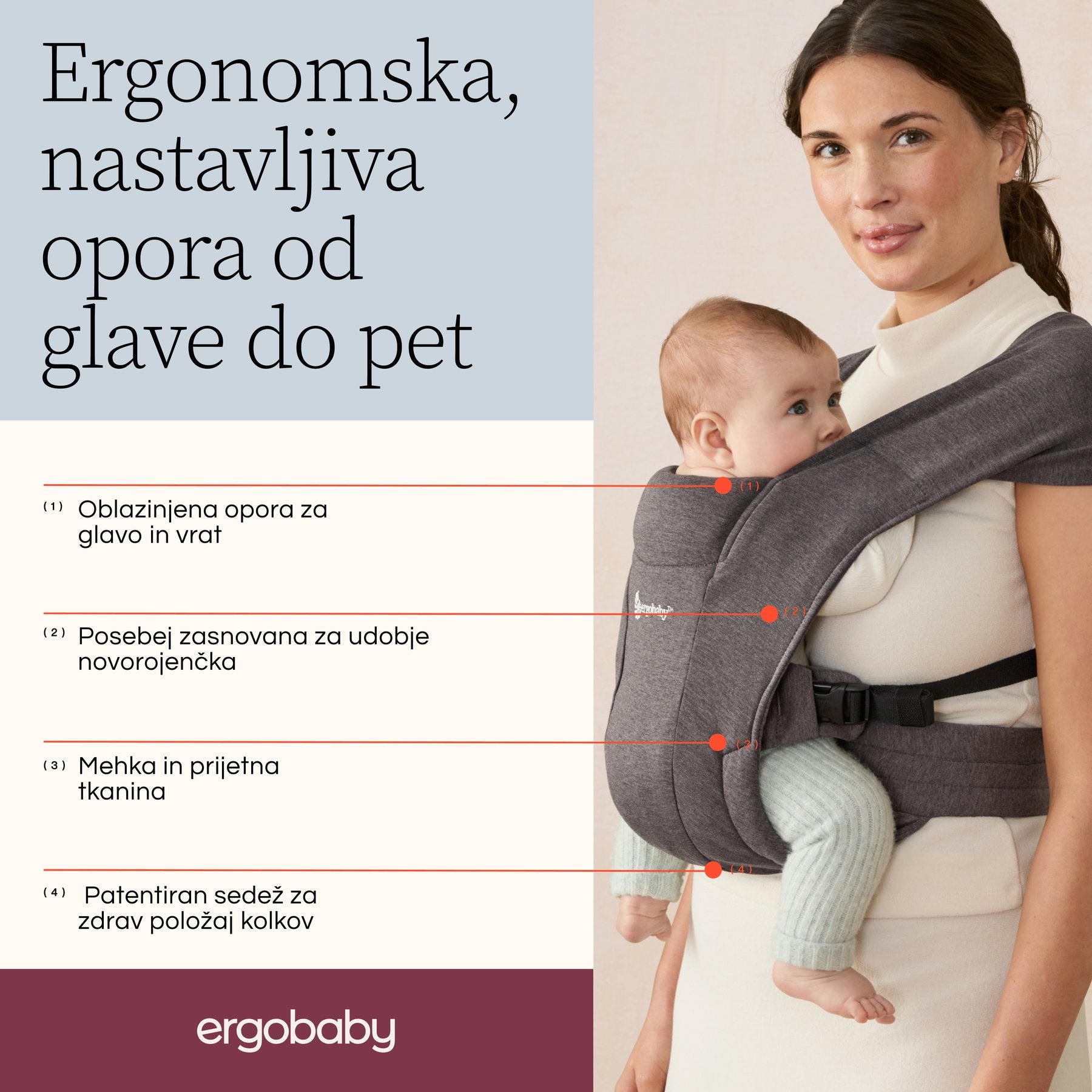 Ergobaby® Fascia Porta Bebè Embrace Heather Grey