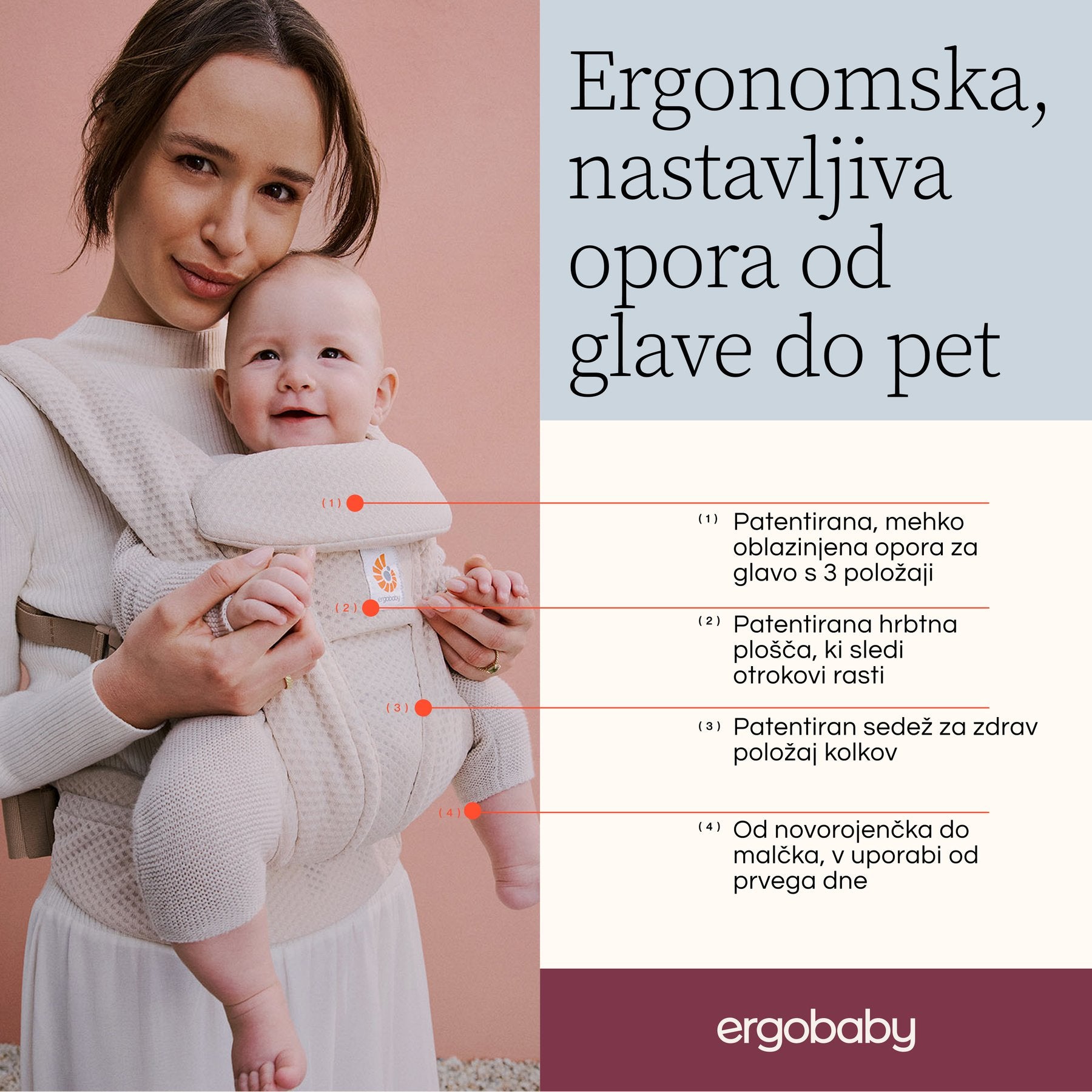 Ergobaby® Marsupio Omni Deluxe Mesh Pearl Grey