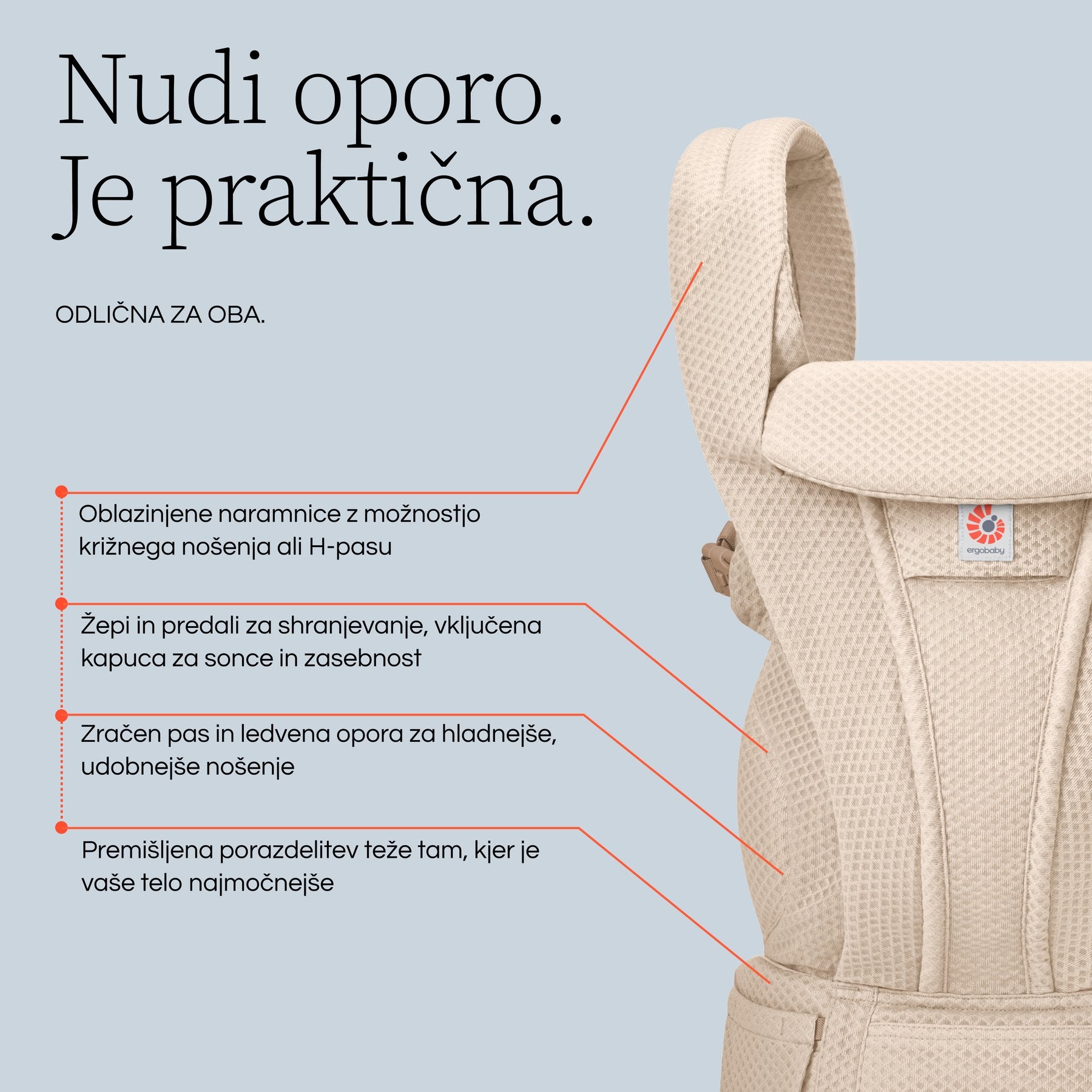 Ergobaby® Marsupio Omni Deluxe Mesh Pearl Grey