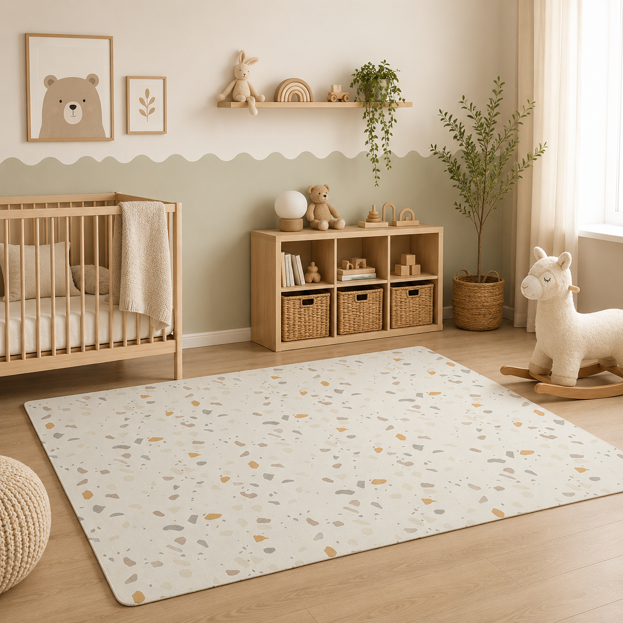 Evibell® Dvostrana podloga za igru od TPU pjene 140x200 Confetti/Terracotta