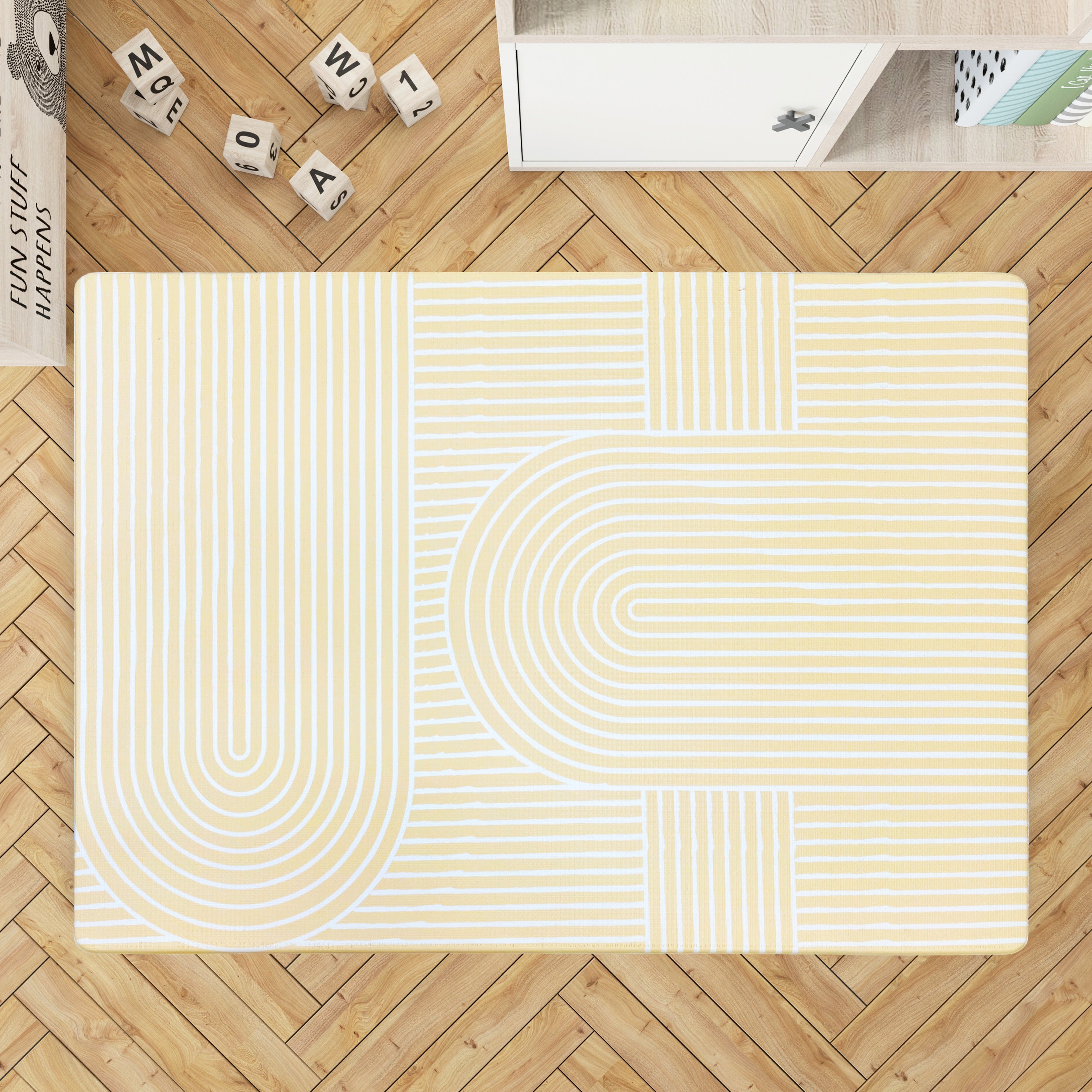 Evibell® Reversible Play Mat made of TPU Foam 140x200 Confetti/Terracotta