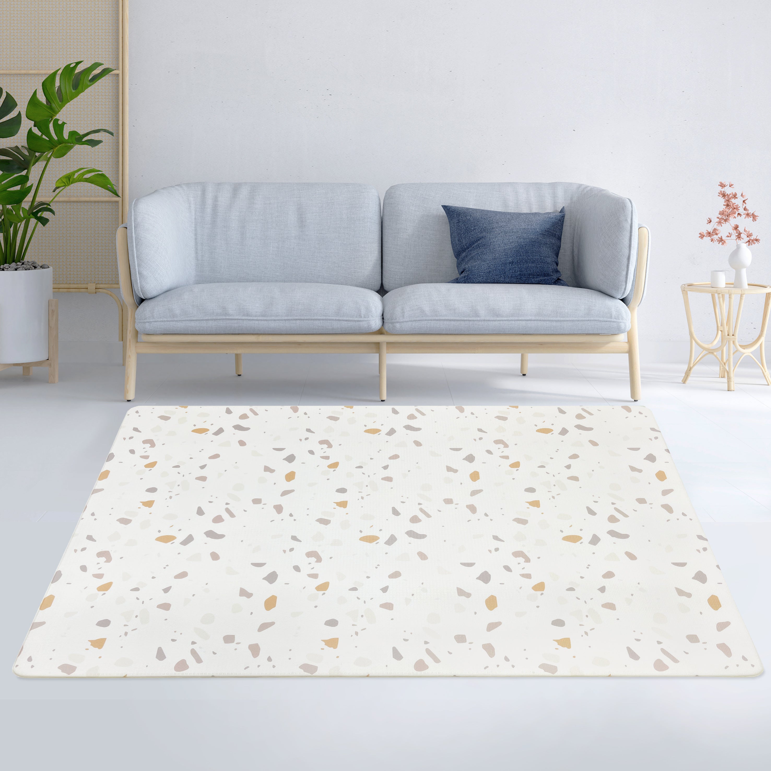 Evibell® Reversible Play Mat made of TPU Foam 140x200 Confetti/Terracotta