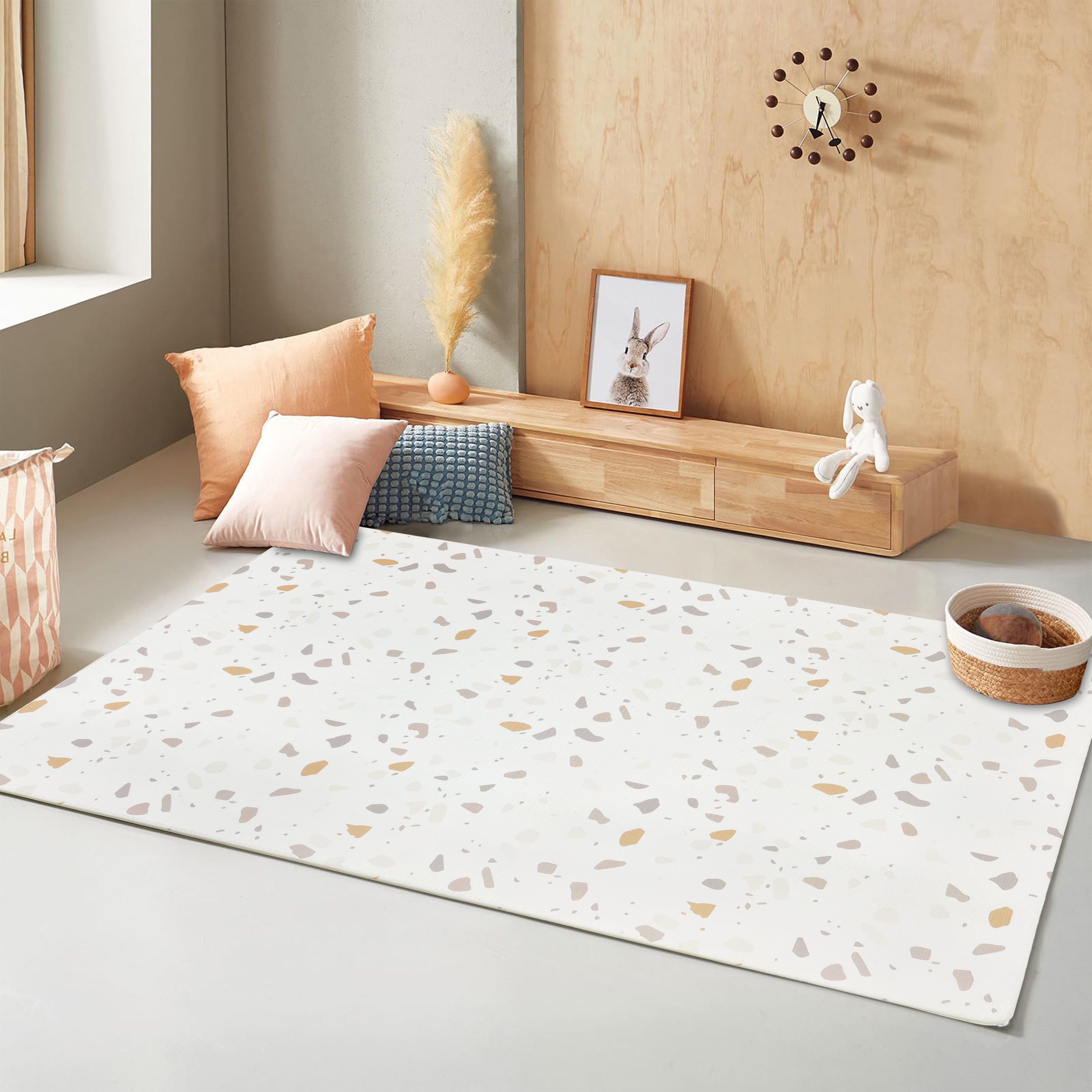 Evibell® Reversible Play Mat made of TPU Foam 140x200 Confetti/Terracotta