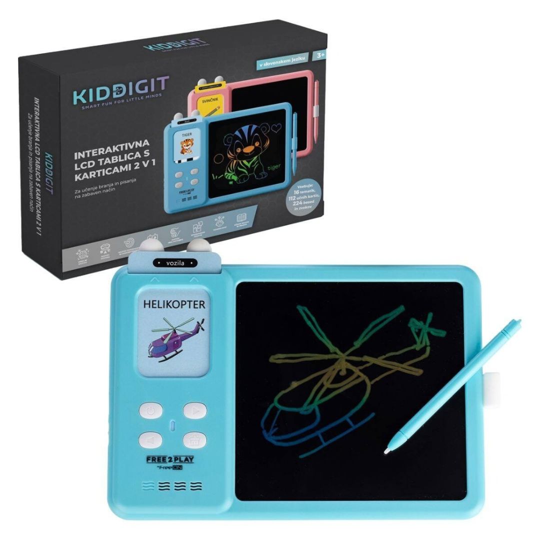 Free2Play® Interaktivna LCD tablica s karticama 2u1 Blue – slika 2