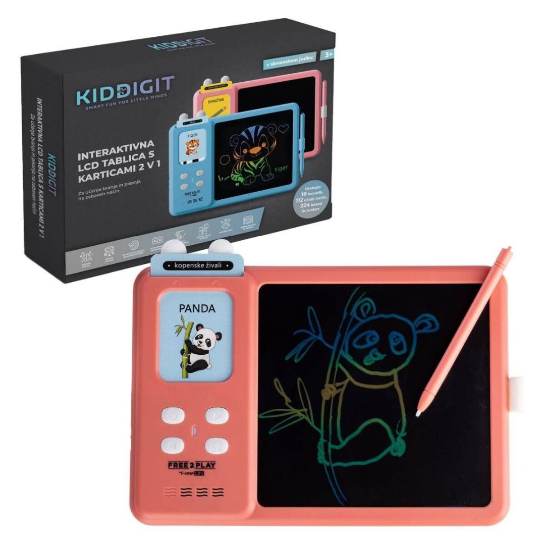 Free2Play® Interactive LCD Tablet with Cards 2in1 Pink – slika 2