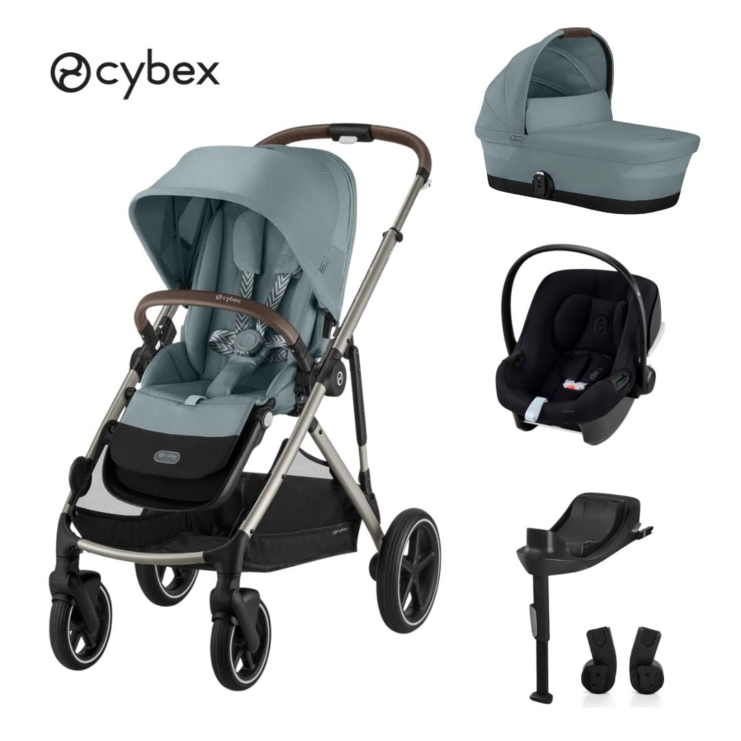 Cybex® Otroški voziček 4v1 Gazelle™ S + Avtosedež Aton B + IsoFix baza One Stormy Blue Cybex