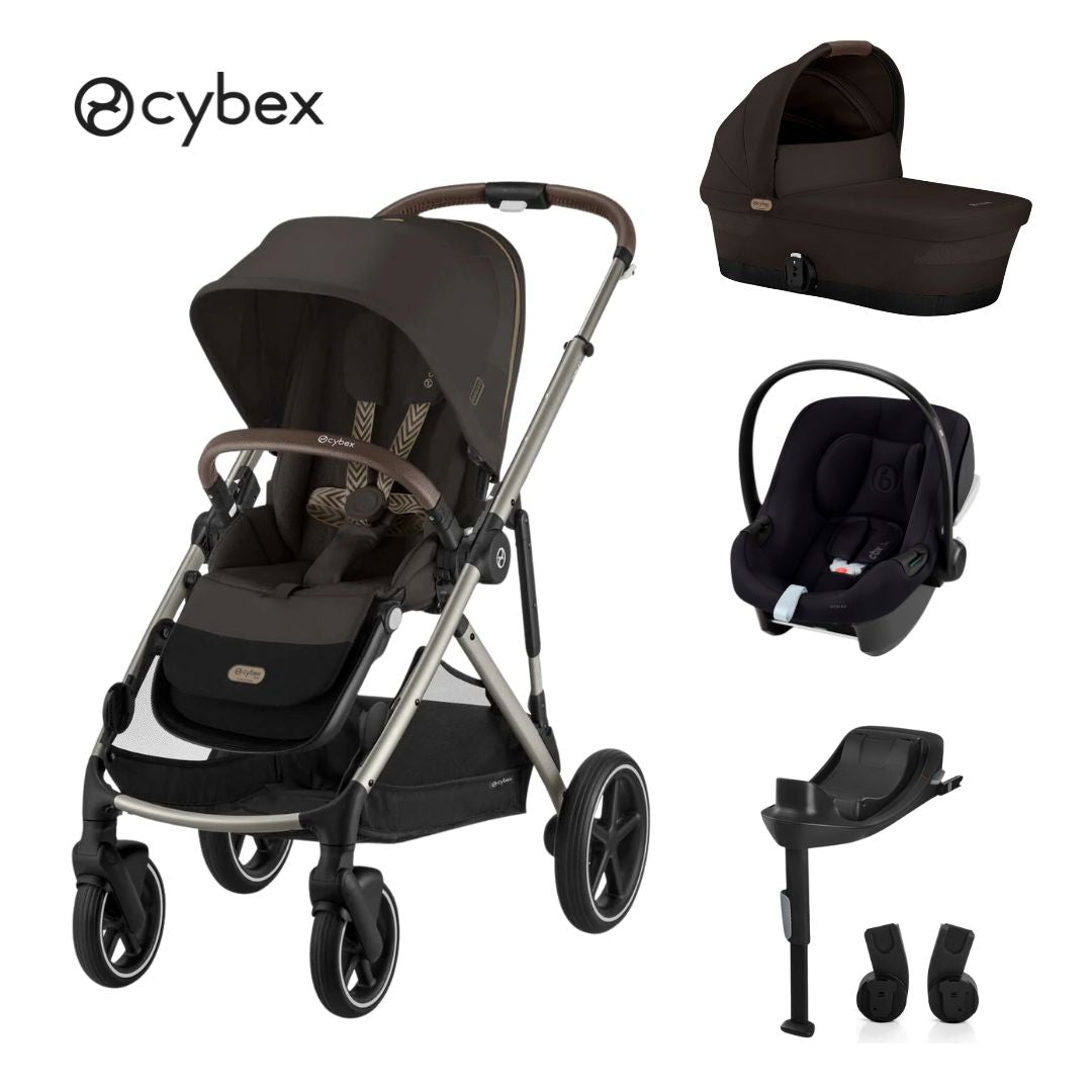 Cybex® Otroški voziček 4v1 Gazelle™ S + Avtosedež Aton B2 + IsoFix baza One Chocolate Brown Cybex