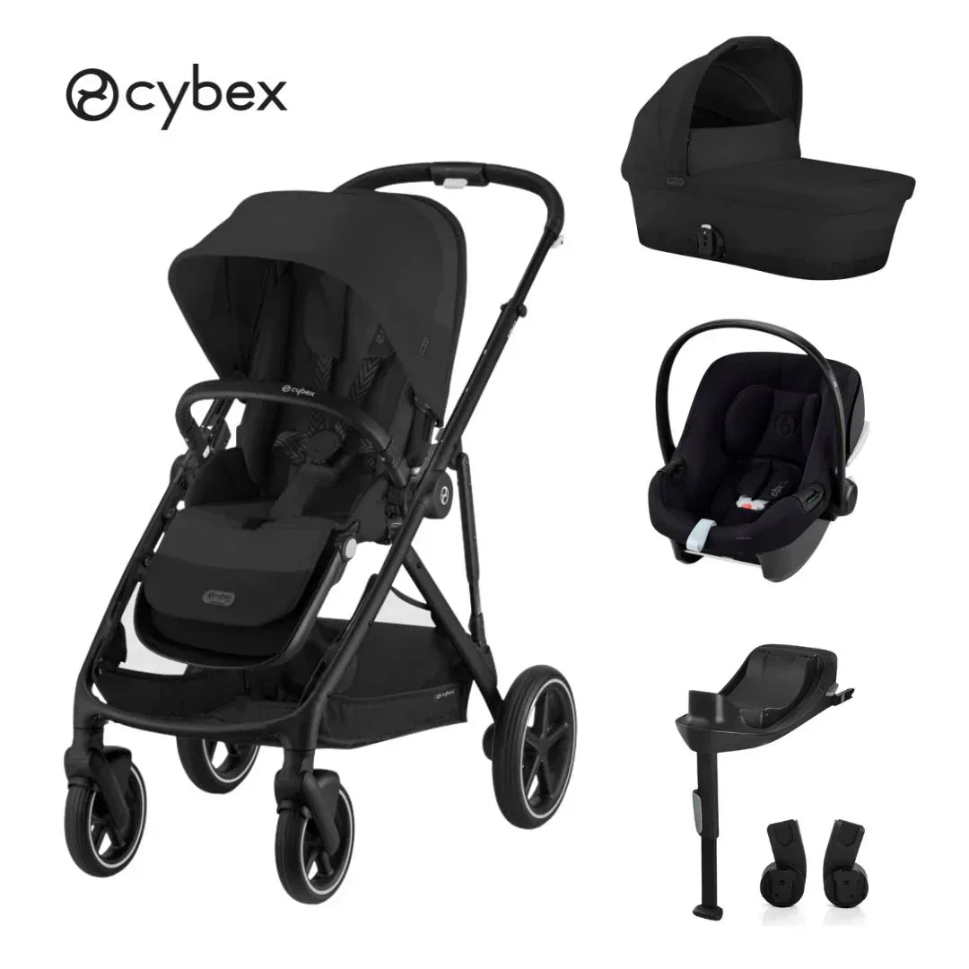 Cybex® Otroški voziček 4v1 Gazelle™ S + Avtosedež Aton B + IsoFix baza One Moon Black Cybex