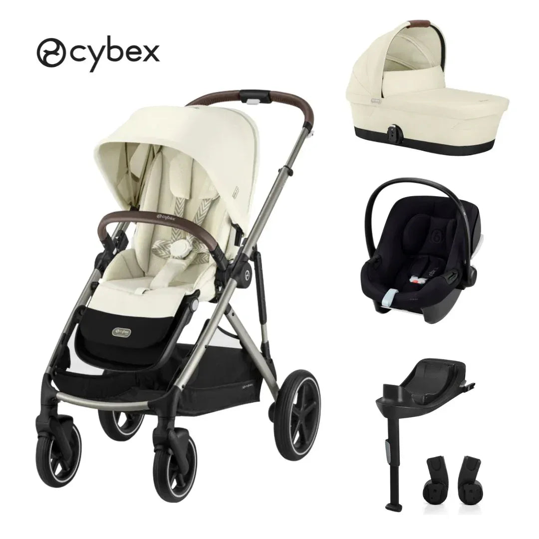 Cybex® Otroški voziček 4v1 Gazelle™ S + Avtosedež Aton B + IsoFix baza One Seashell Beige Cybex