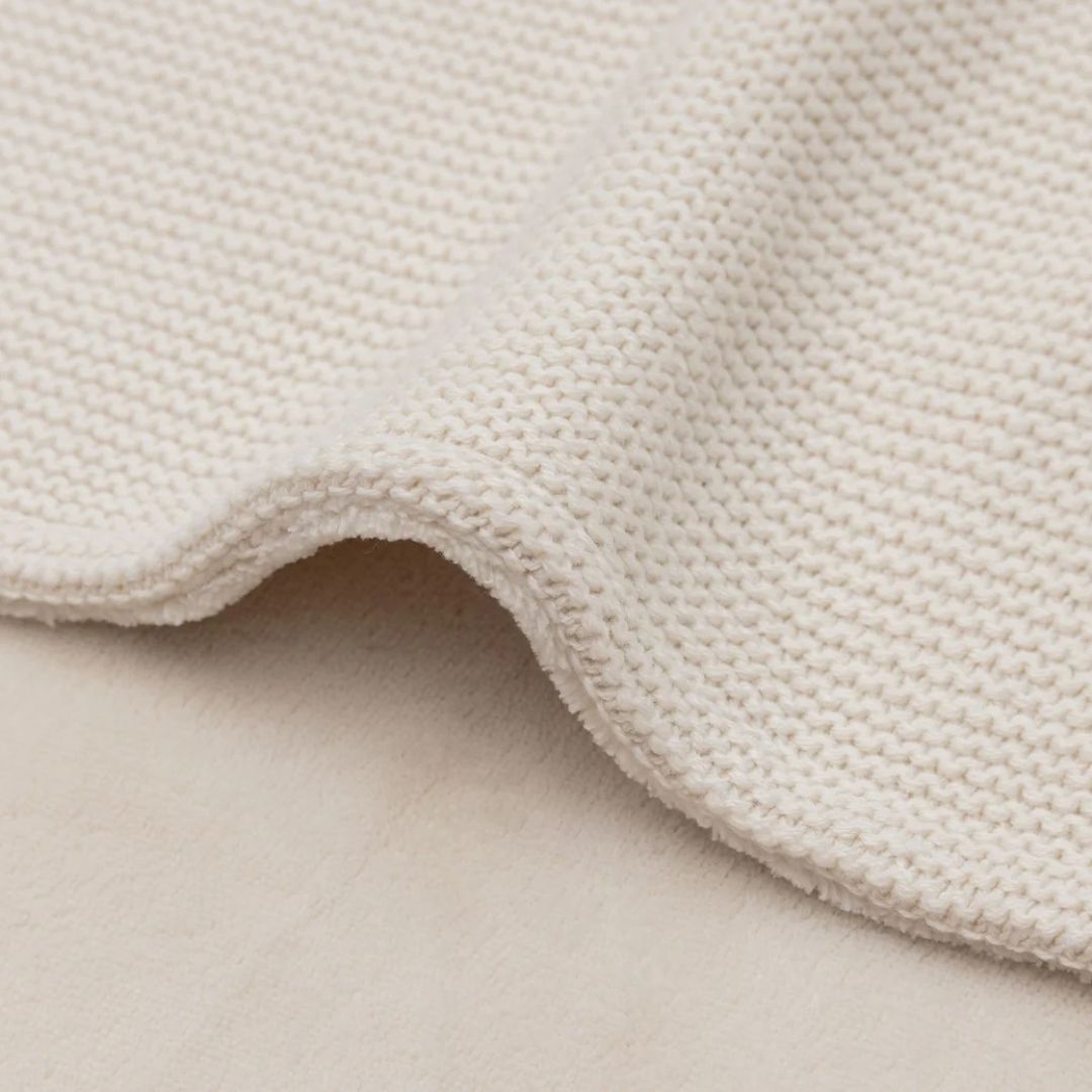 Jollein® Bombažna odejica 75x100 Basic Knit Oatmeal/Velvet Jollein